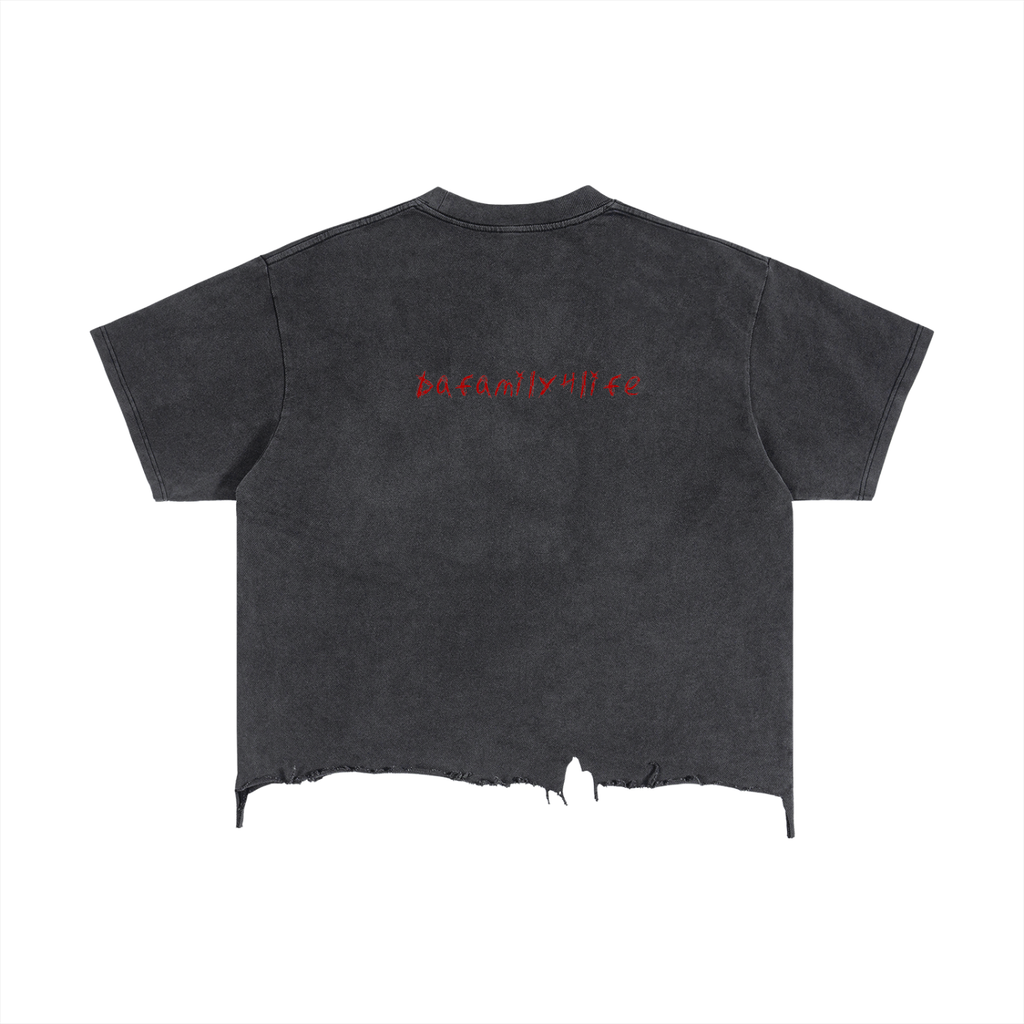 Vintage Wash Boxy Distressed Hem T-Shirt