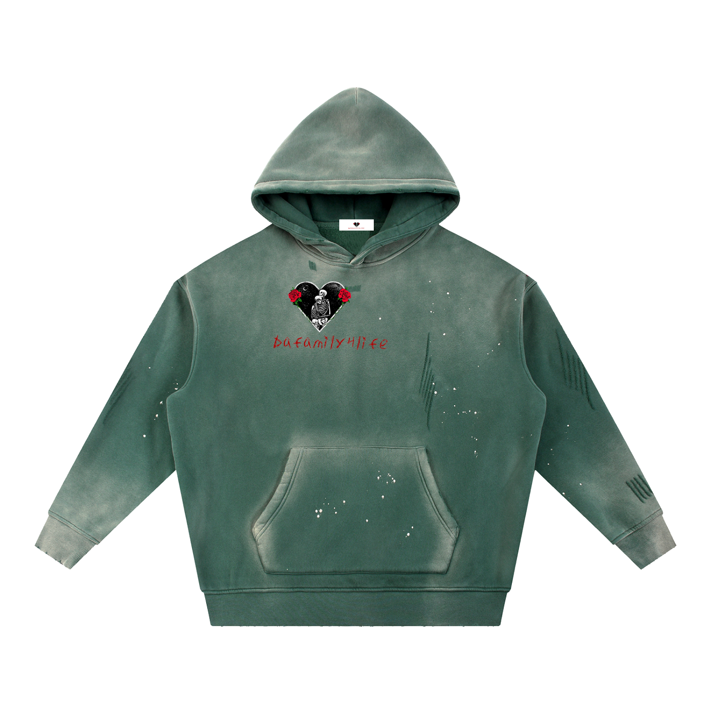 Vintage Washed Frayed Fleece Hoodie